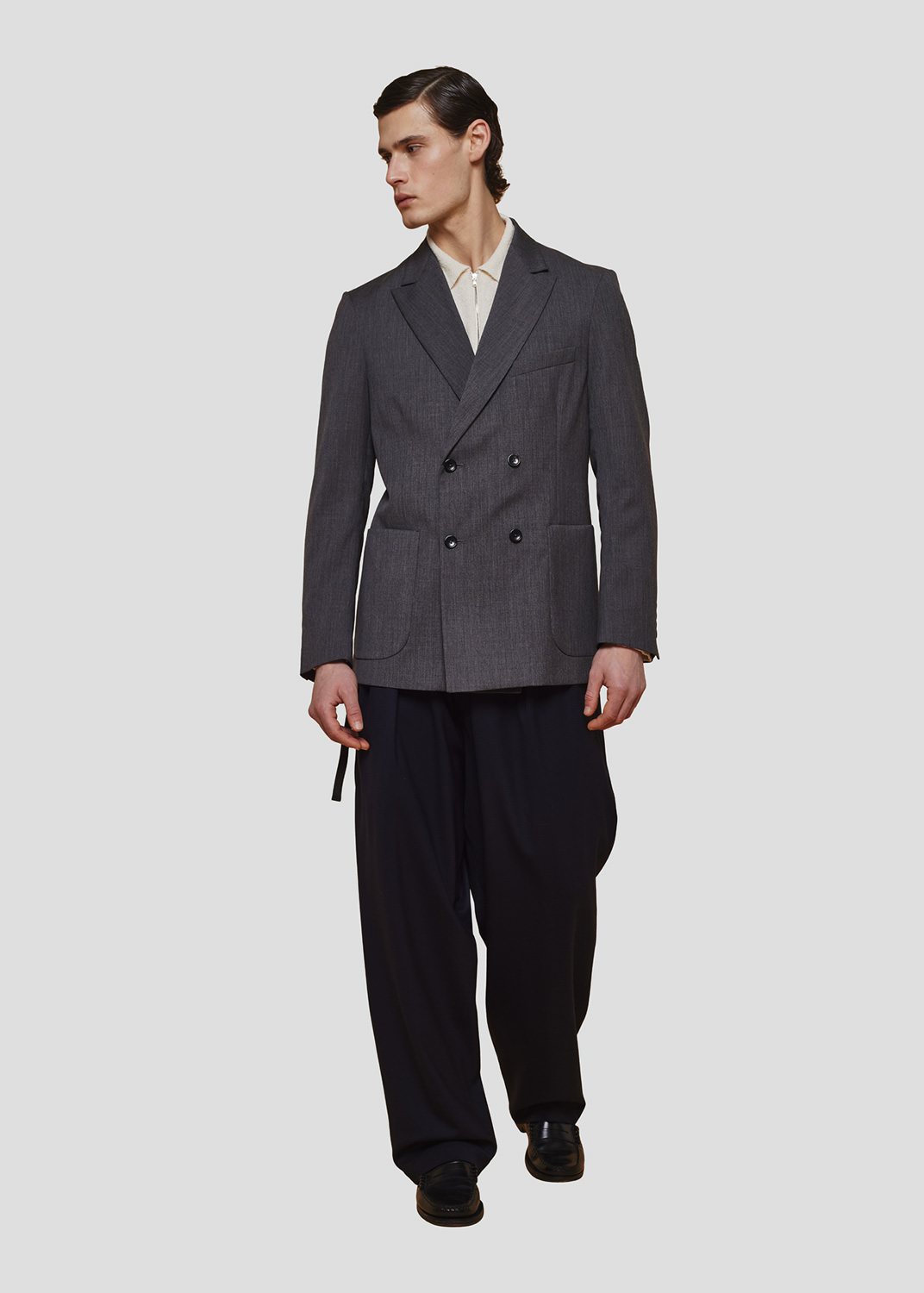 SEVEN GAUGE BLAZER DOUBLE BREAST TROPICAL WOOL GREY