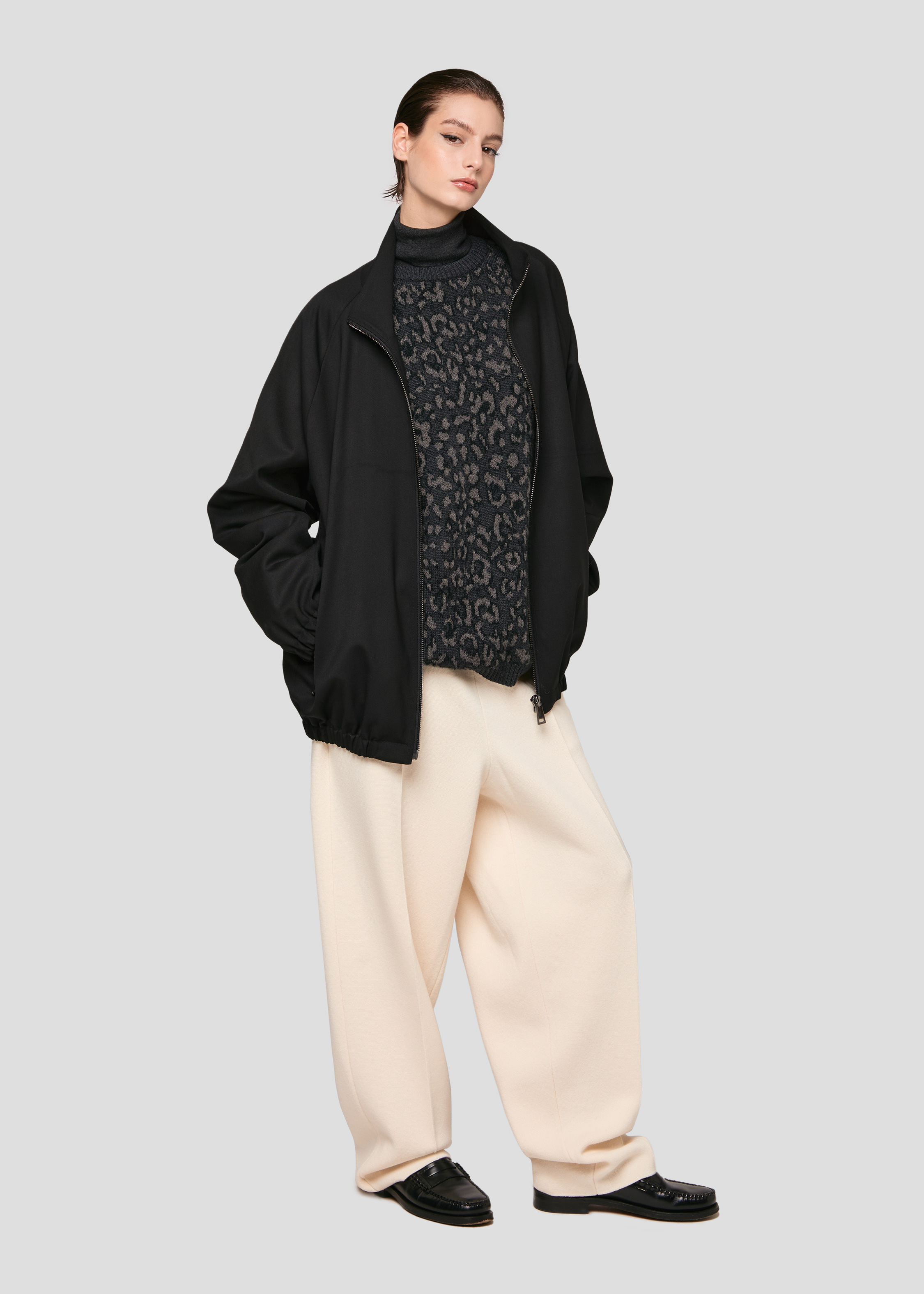 Seven Gauge WOOL ZIP BOMBER JACKET BLACK | Seven Gauge