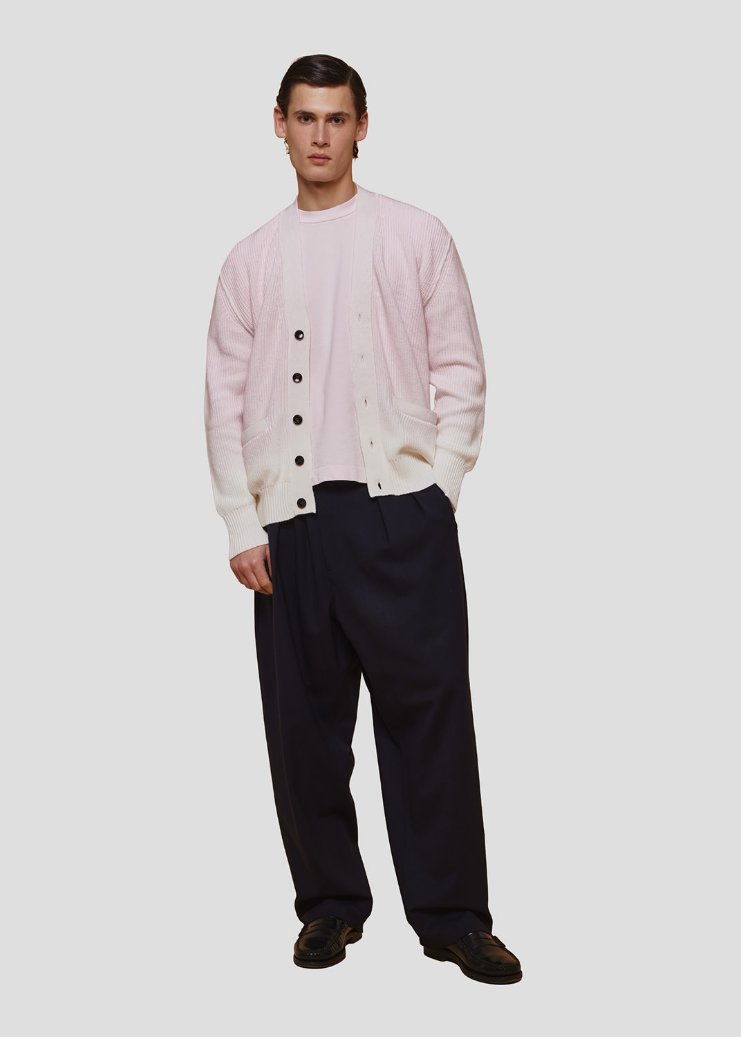 SEVEN GAUGE: CARDIGAN TIE DYE COSTA INGLESE PANNA/ROSA