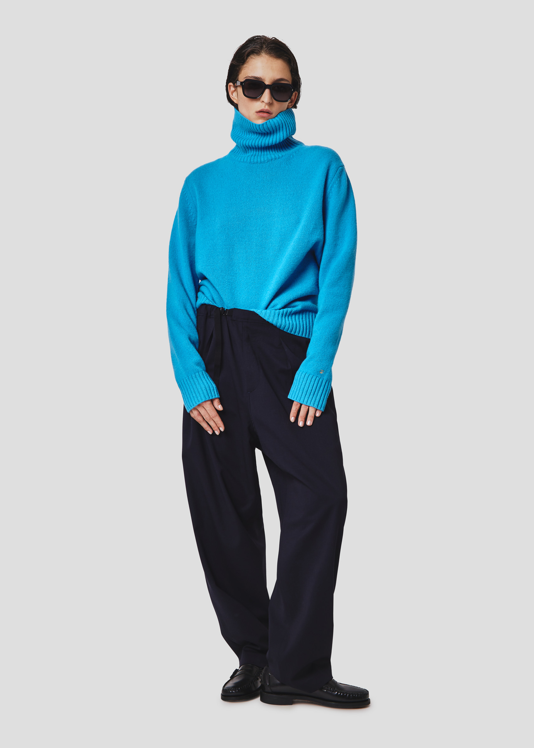 SEVEN GAUGE: MAGLIA COLLO ALTO IN LANA TURCHESE