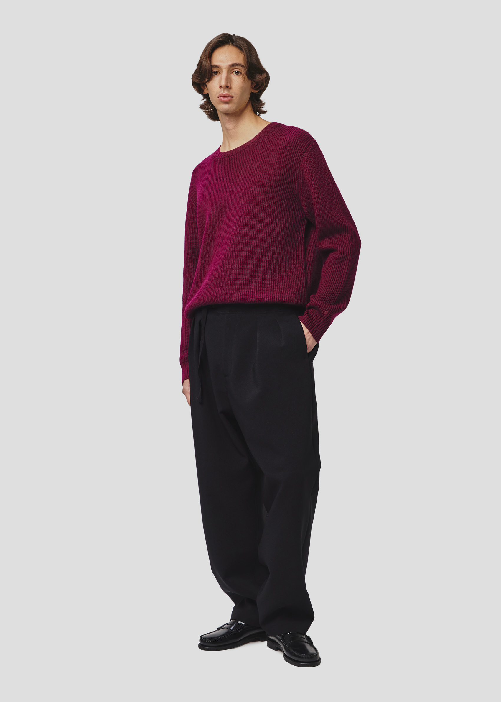 SEVEN GAUGE MAGLIA COSTA INGLESE GIROCOLLO LANA BORDEAUX
