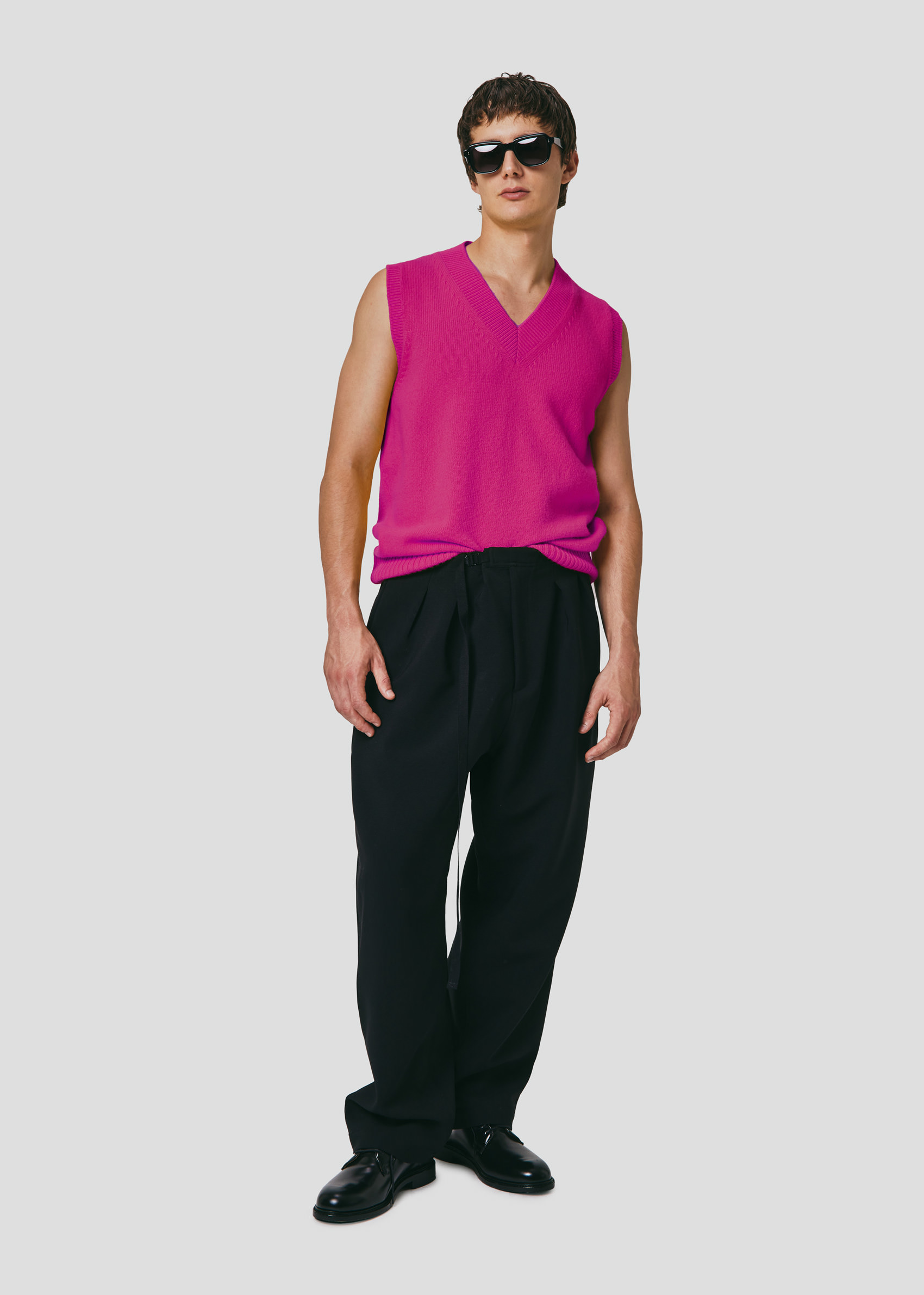 SEVEN GAUGE: GILET IN LANA FUCSIA