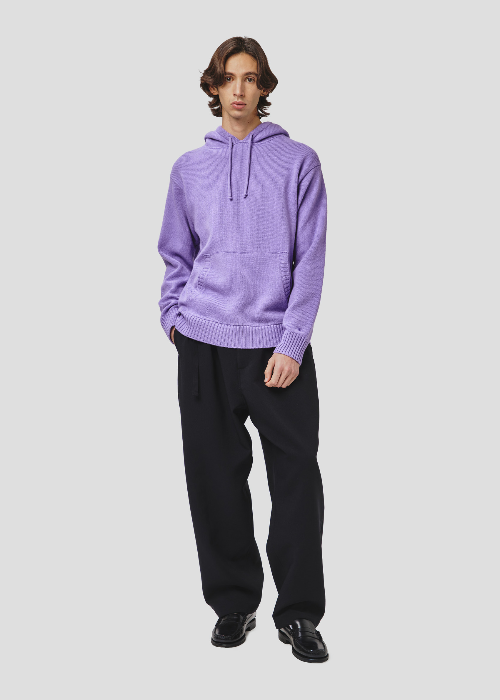 SEVEN GAUGE: MAGLIA CON CAPPUCCIO IN LANA LILLA