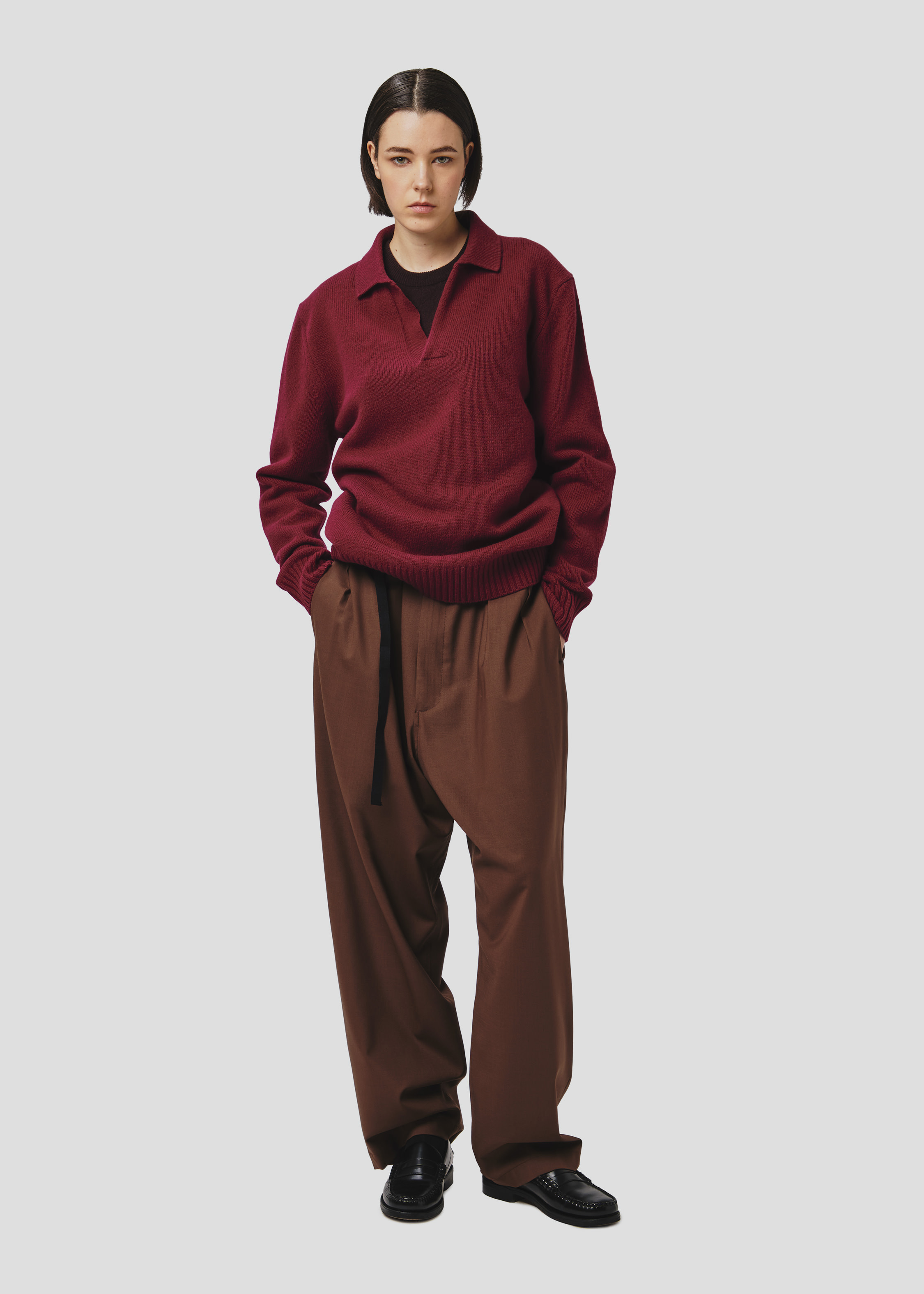 Seven Gauge LAMBSWOOL POLO SWEATER BURGUNDY Seven Gauge