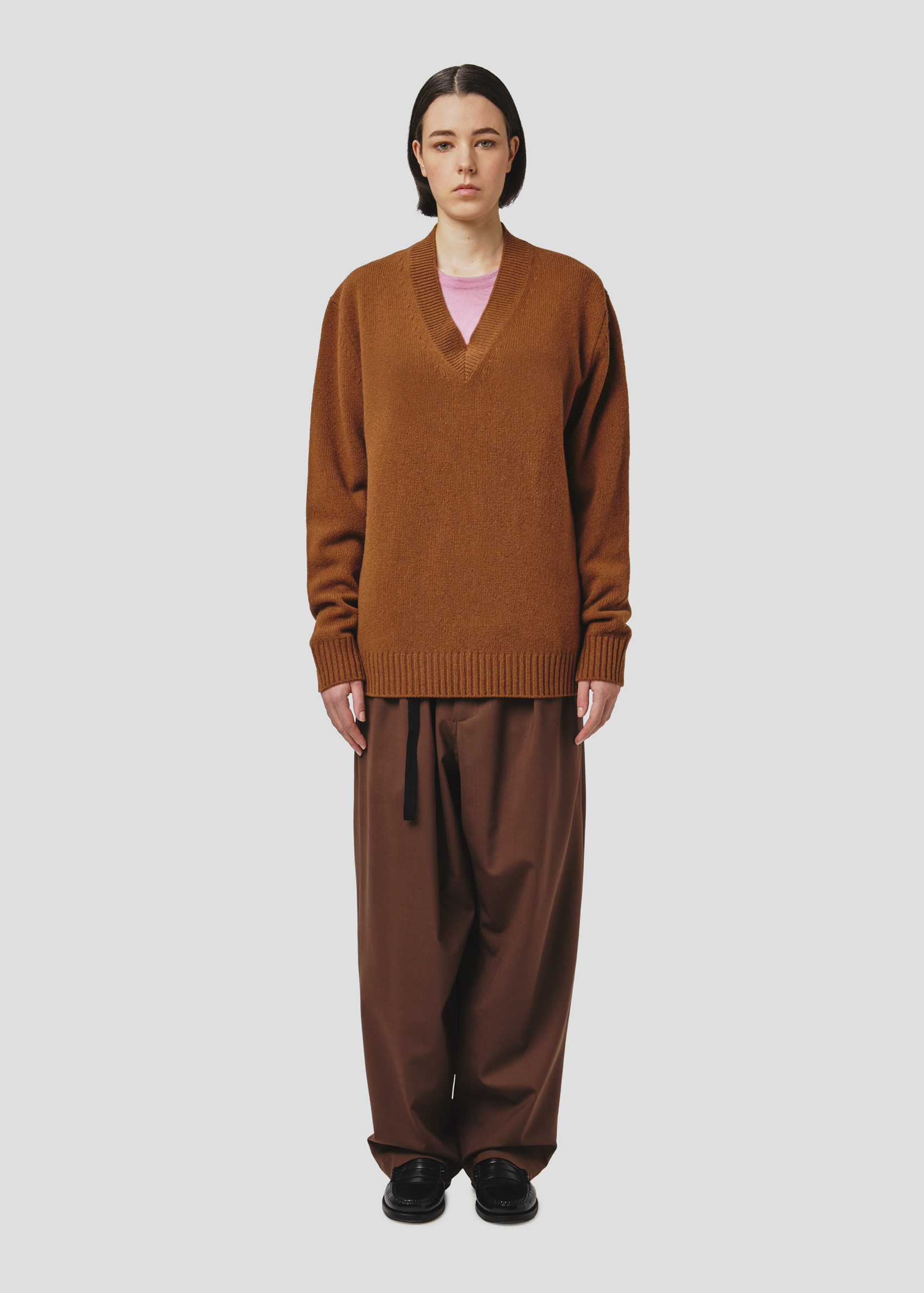 SEVEN GAUGE MAGLIA SCOLLO V IN LANA NOCCIOLA