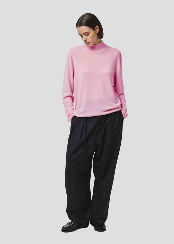 SEVEN GAUGE MERINOS SILK MOCK NECK PINK
