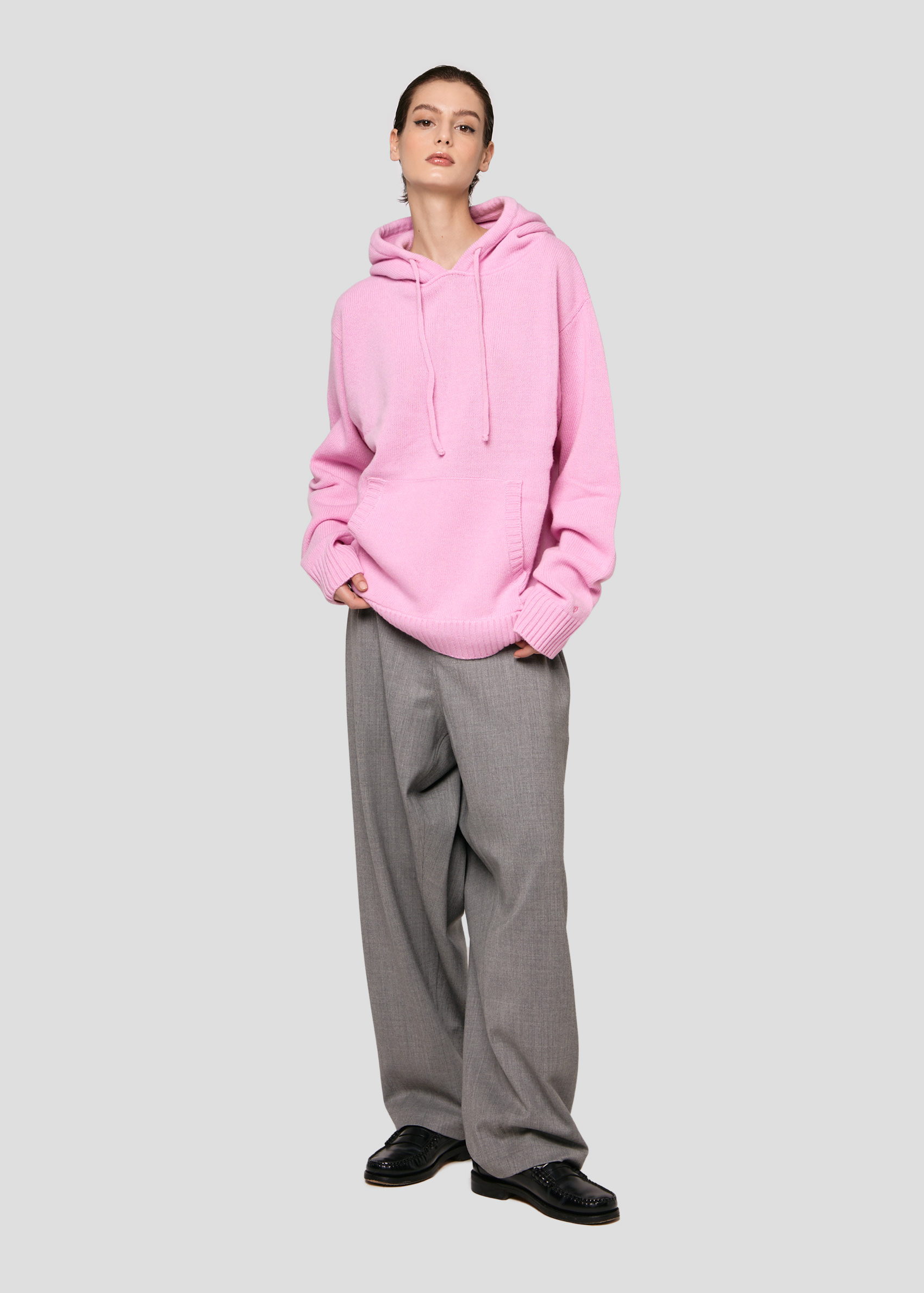 SEVEN GAUGE PINK WOOL HOODED SWEATER