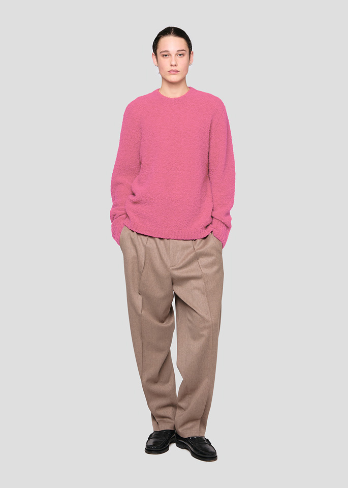 SEVEN GAUGE: BOUCLET CREWNECK SWEATER PINK