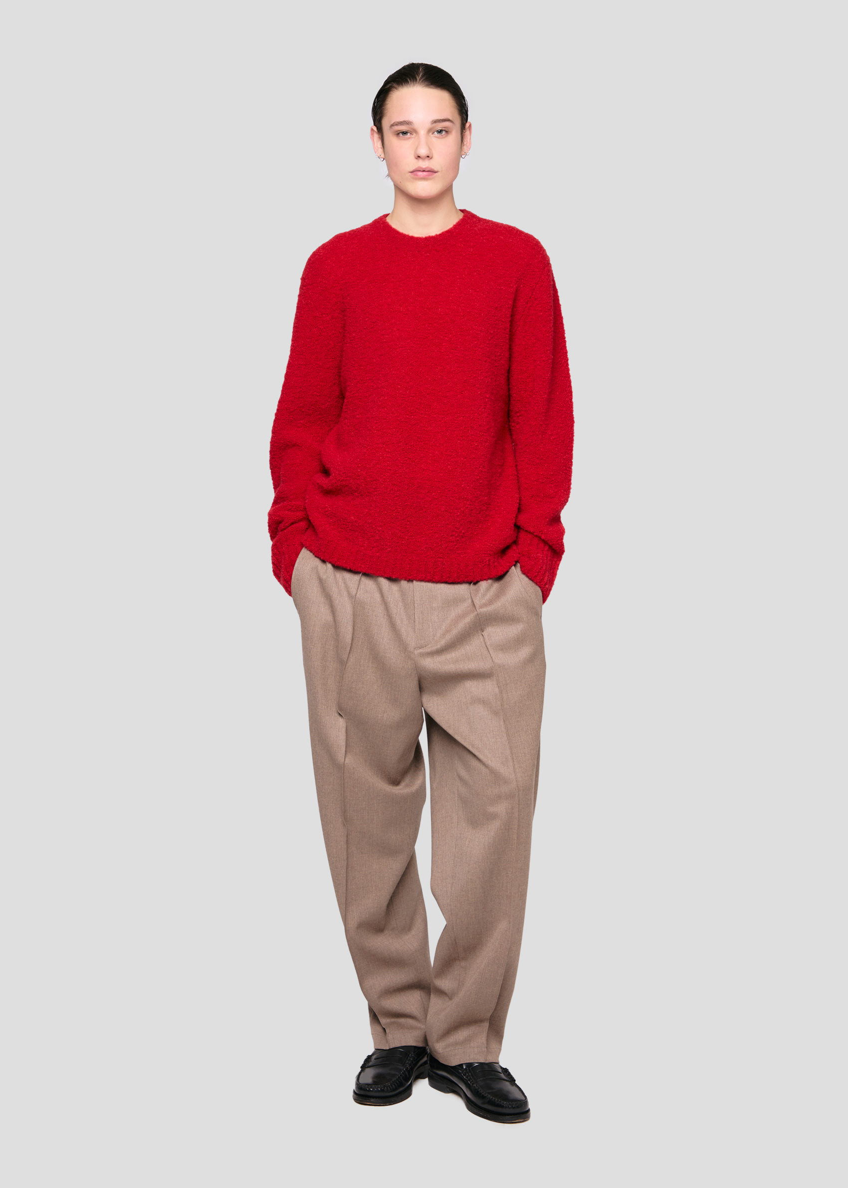SEVEN GAUGE: BOUCLET CREWNECK SWEATER RED