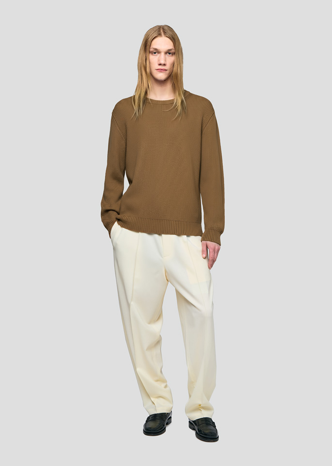 SEVEN GAUGE: MAGLIA GIROCOLLO COSTA INGLESE NOCCIOLA