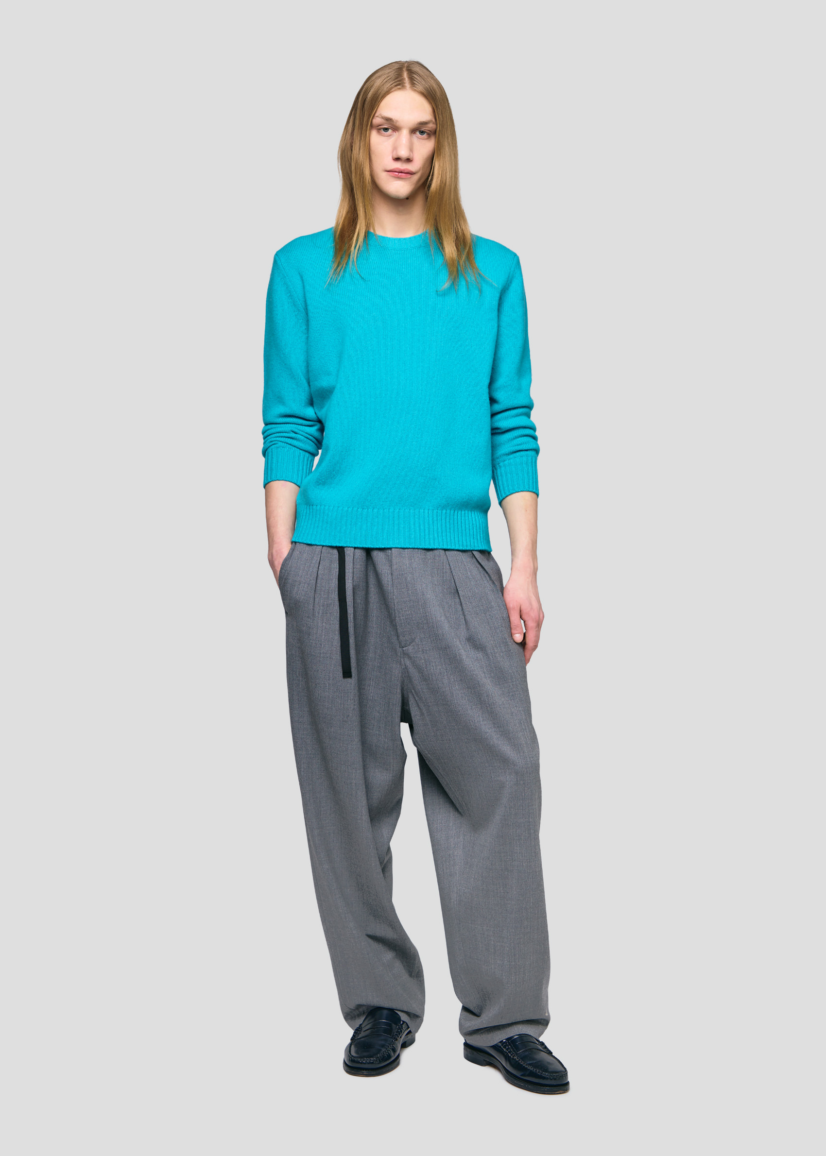 SEVEN GAUGE: LAMBSWOOL CREWNECK SWEATER ACQUA