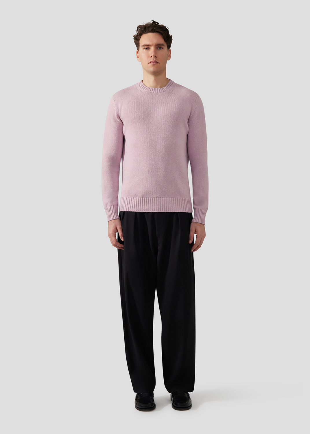 SEVEN GAUGE PINK WOOL CREWNECK SWEATER