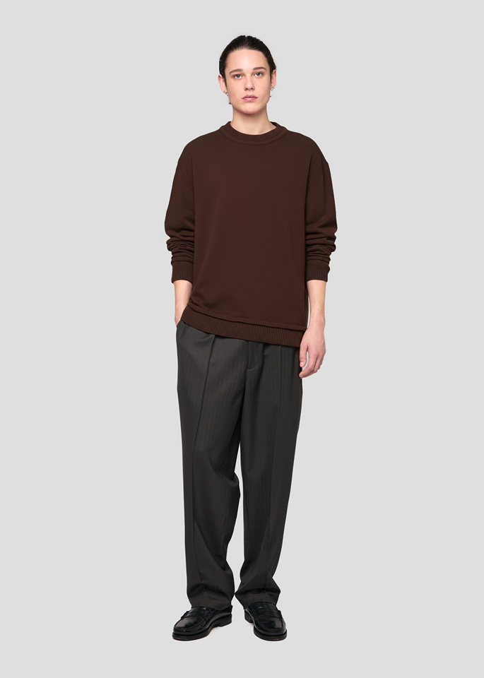 SEVEN GAUGE: MAGLIA IN LANA CASHMERE GIROCOLLO CIOCCOLATO