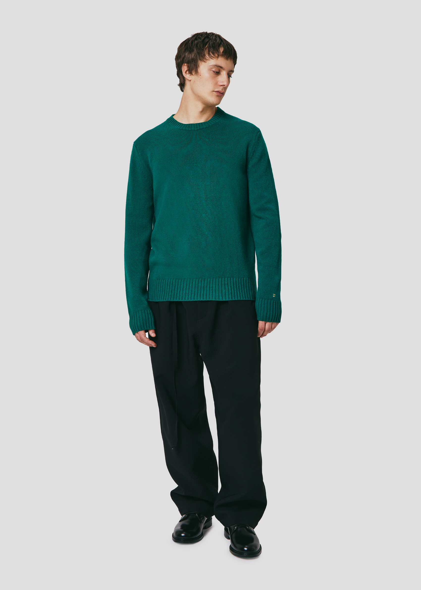 SEVEN GAUGE CREW NECK SWEATER GREEN