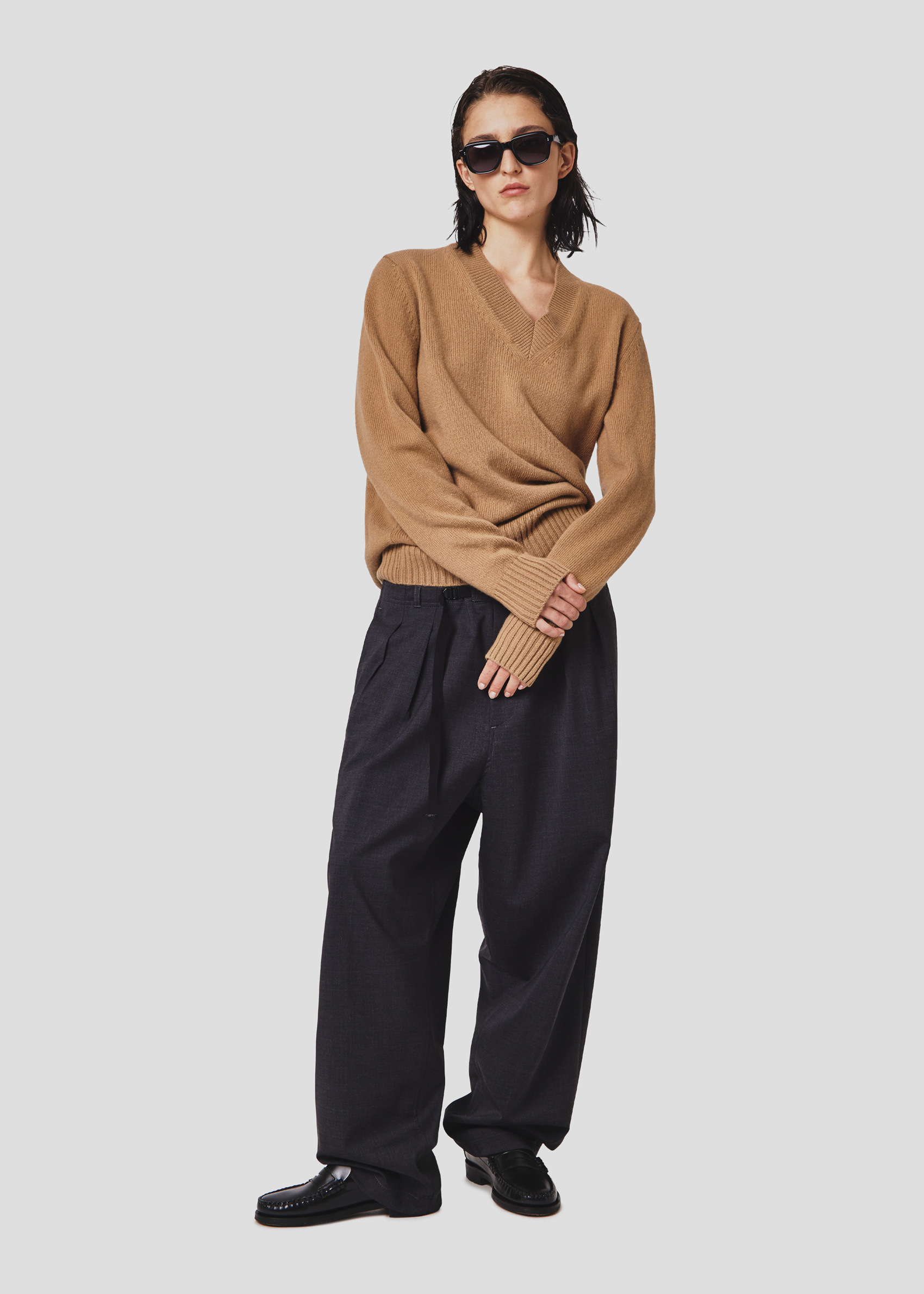 SEVEN GAUGE MAGLIA SCOLLO A V IN LANA CAMMELLO