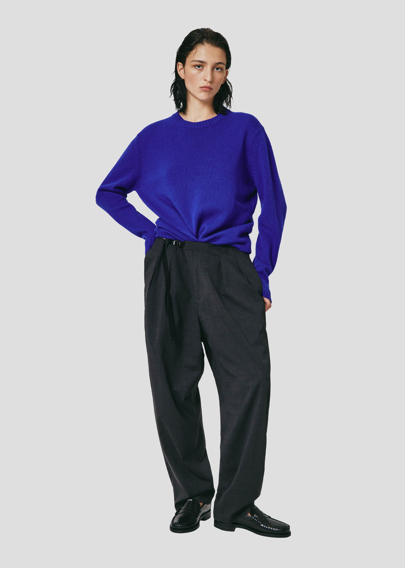 SEVEN GAUGE TROPICAL WOOL TROUSERS  GREY