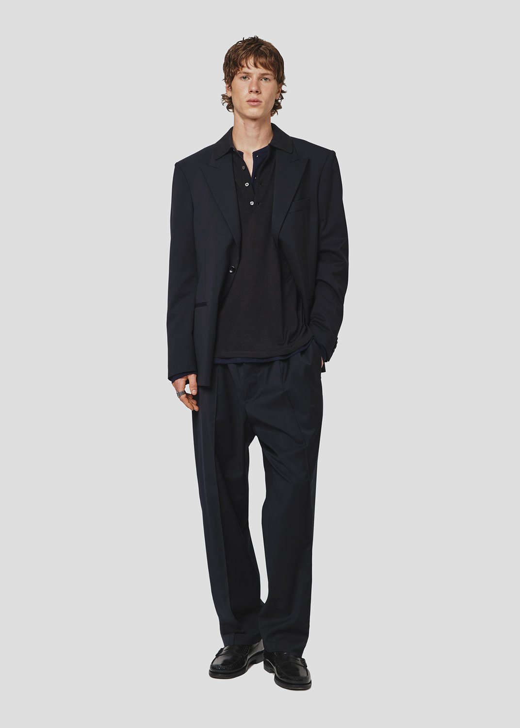 SEVEN GAUGE: TROUSERS PLEATED TROPICAL WOOL BLUE