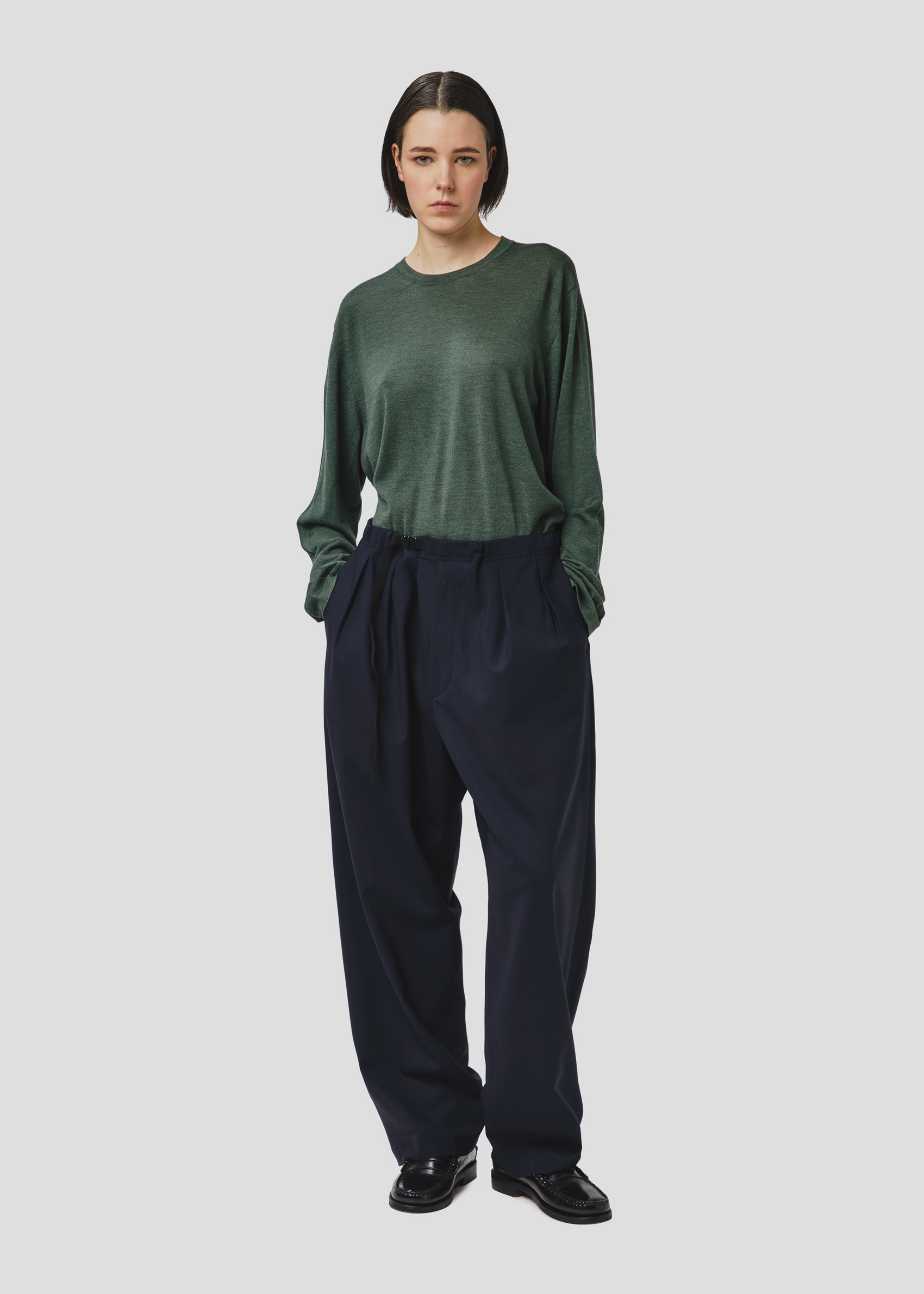 SEVEN GAUGE BLUE WOOL TROUSERS