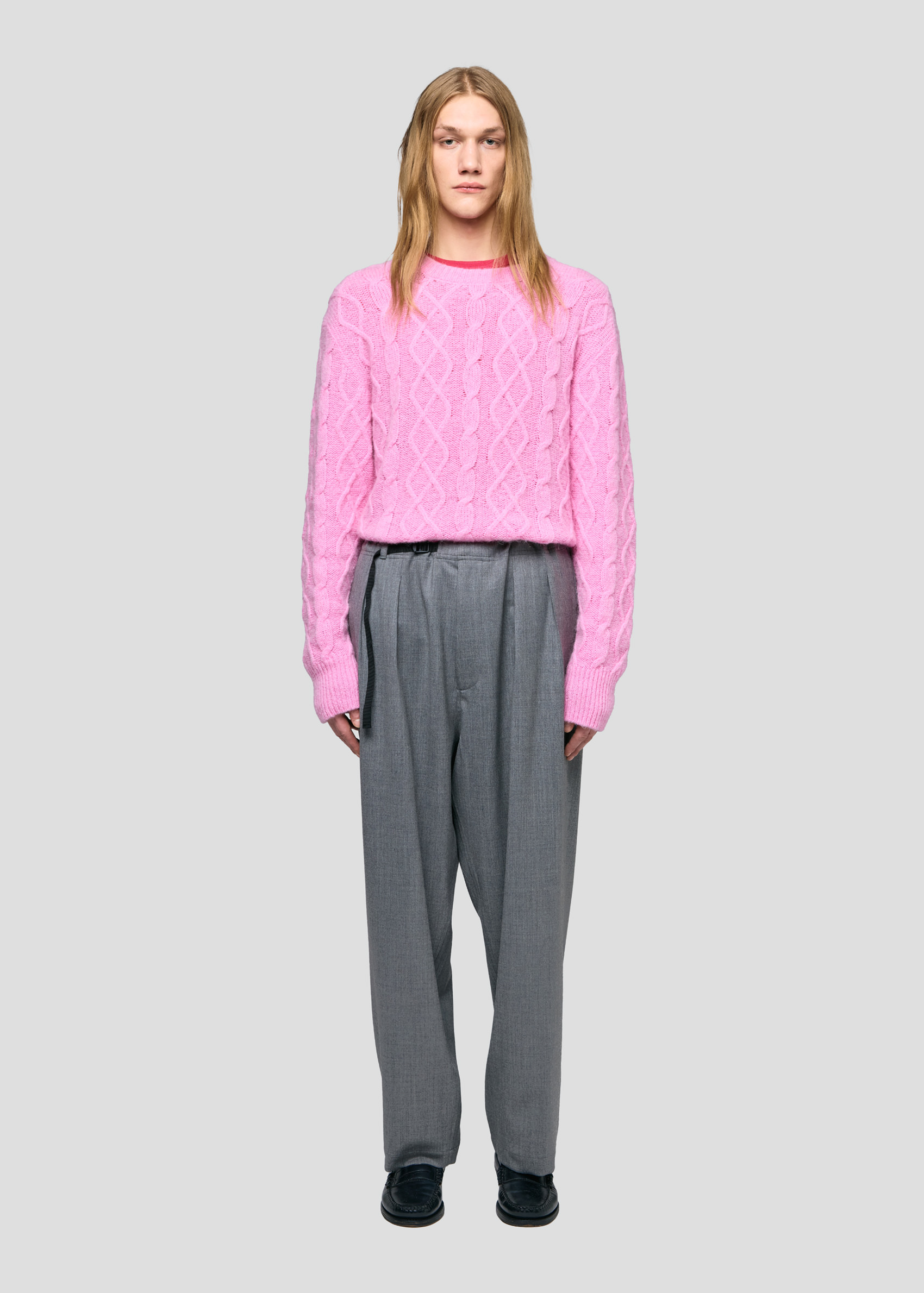 SEVEN GAUGE PANTALONI IN LANA GRIGIO MELANGE