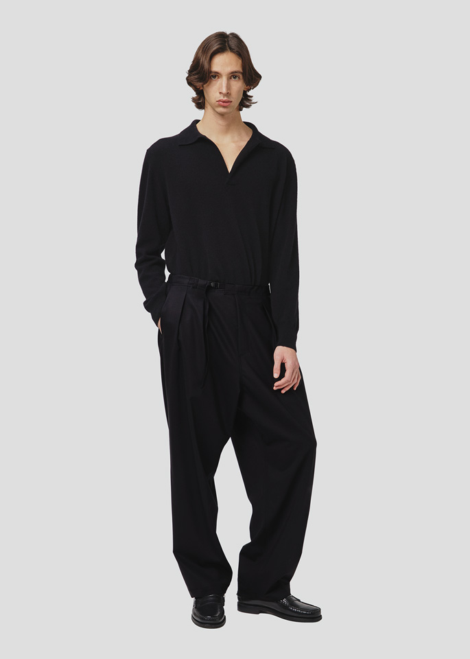 SEVEN GAUGE WOOL TROUSERS BLACK