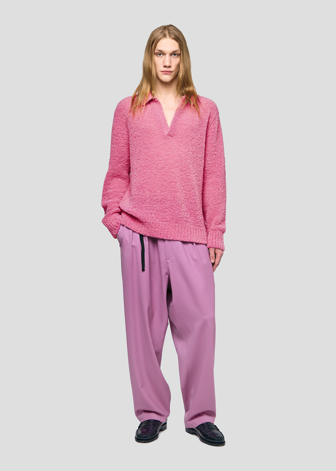 SEVEN GAUGE: BUCLET POLO SWEATER PINK