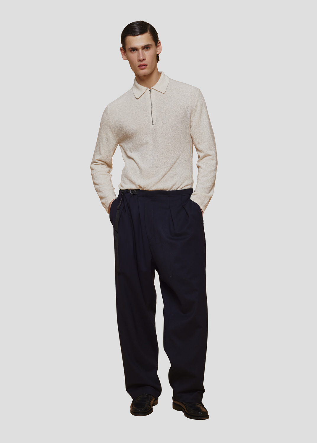 SEVEN GAUGE: POLO BUCLE' CON ZIP MANICA LUNGA PANNA