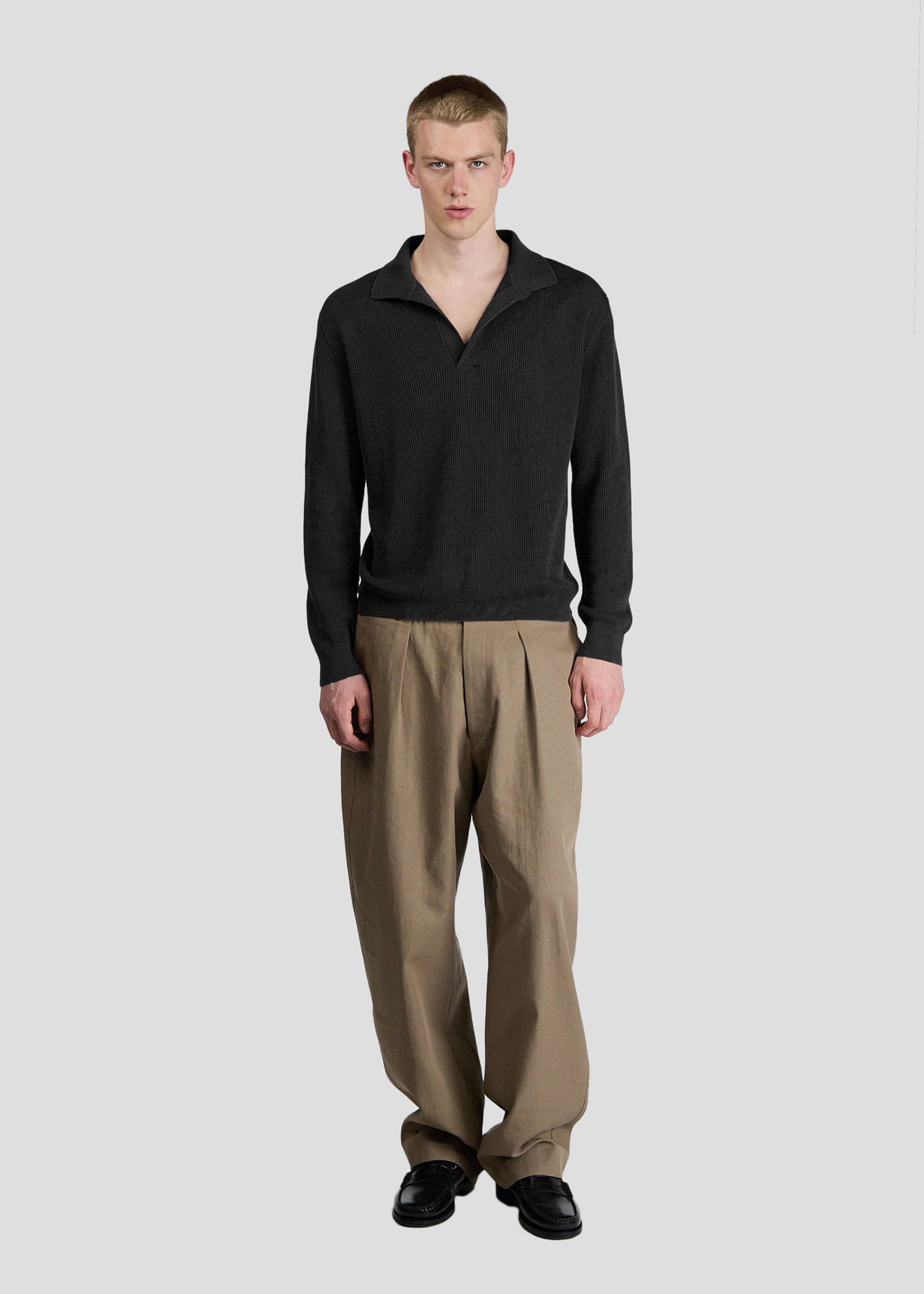 SEVEN GAUGE: POLO COSTA INGLESE IN COTONE LEGGERO NERO
