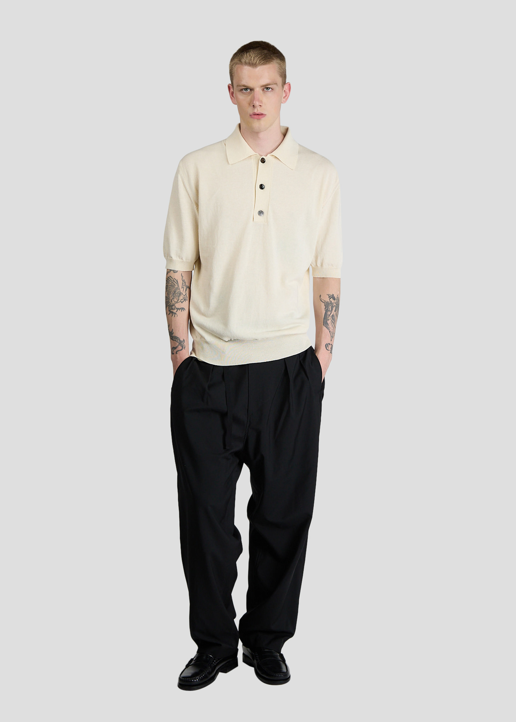 SEVEN GAUGE POLO IN CREPE MANICA CORTA BEIGE
