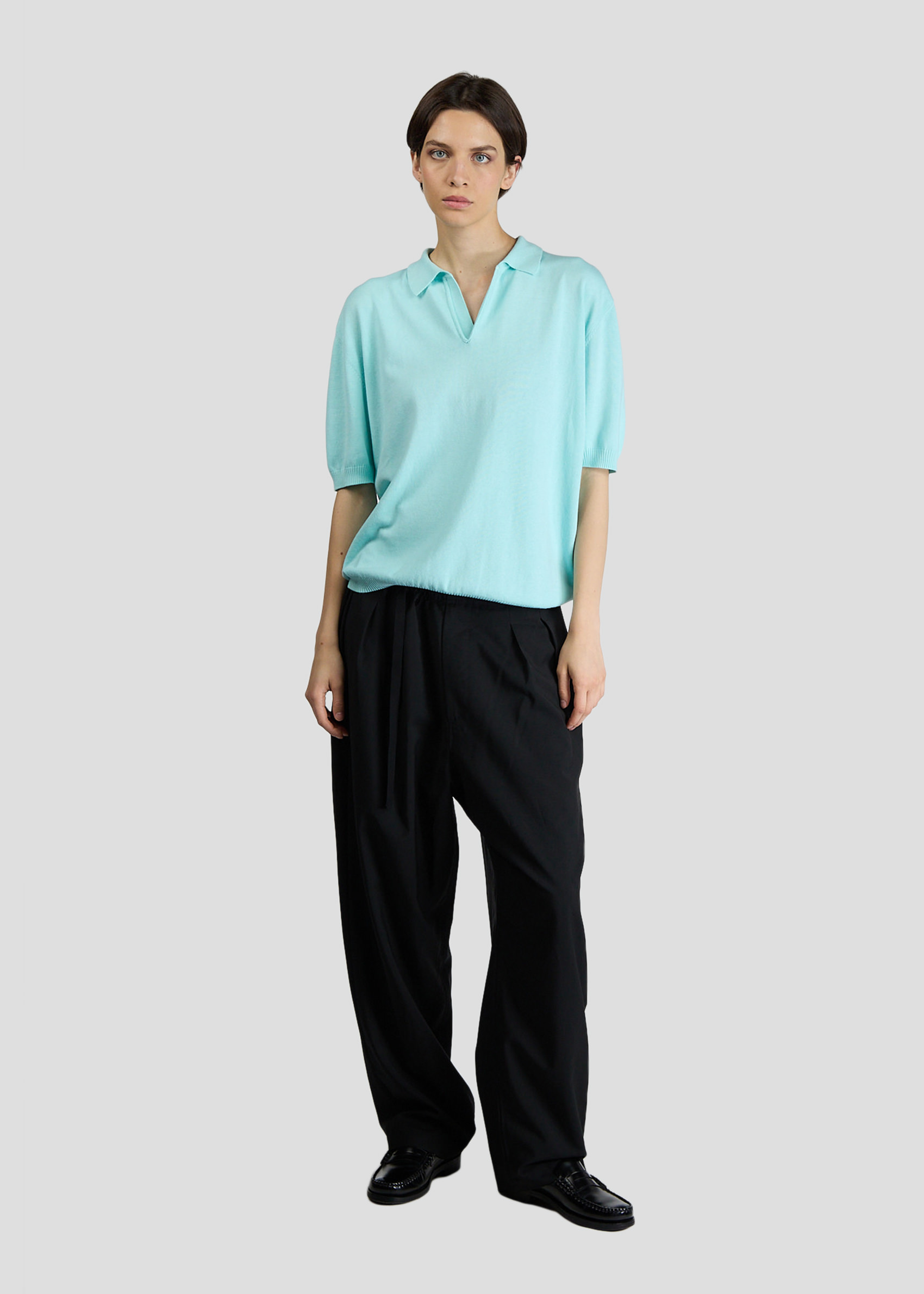 SEVEN GAUGE POLO MANICA CORTA IN COTONE ACQUA