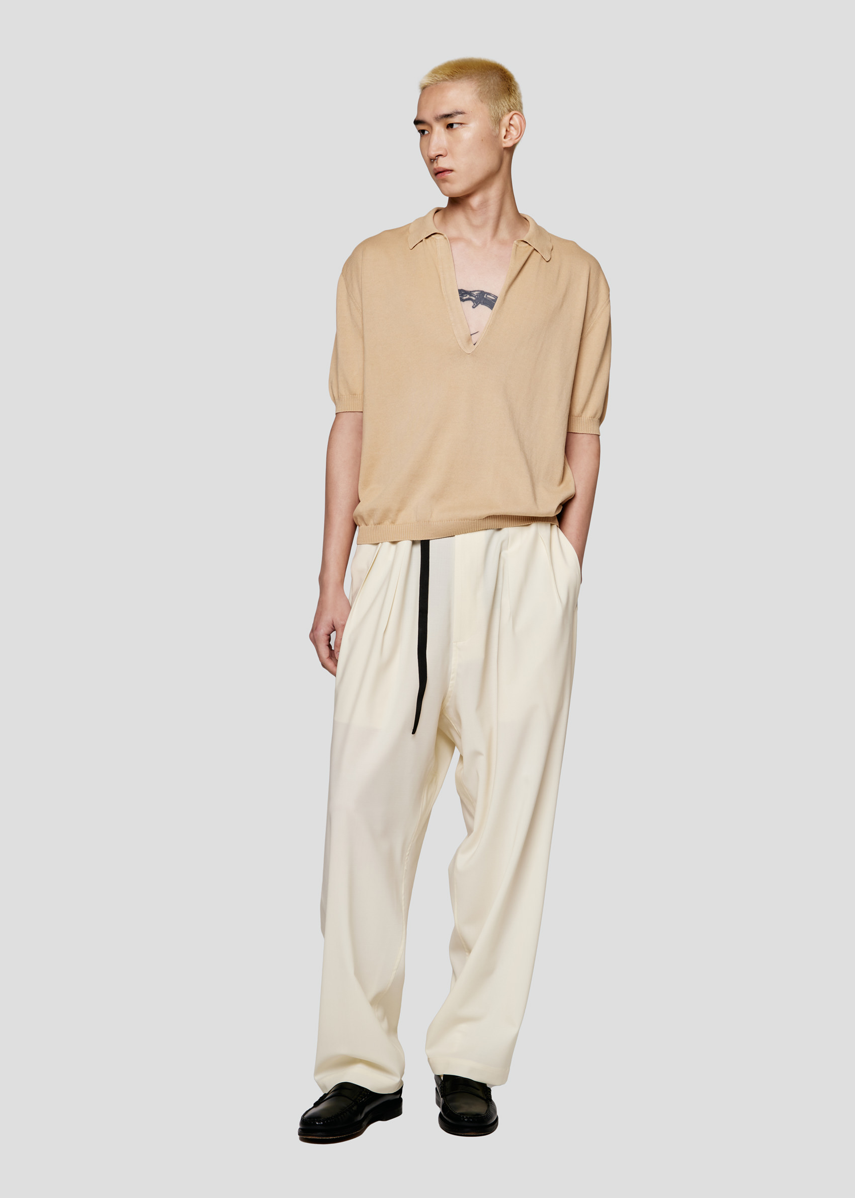 SEVEN GAUGE: POLO MANICA CORTA IN COTONE BEIGE