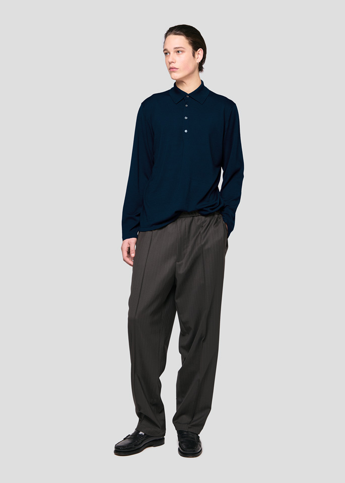 SEVEN GAUGE: MERINOS SILK POLO BLUE