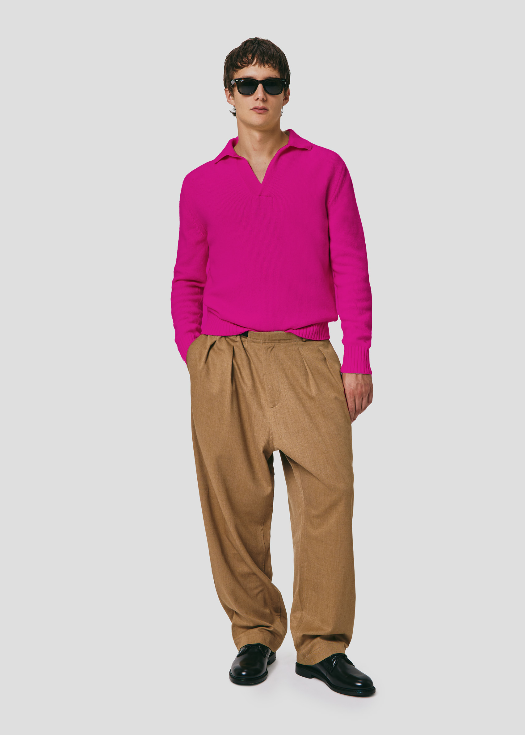 SEVEN GAUGE: POLO IN LANA FUCSIA