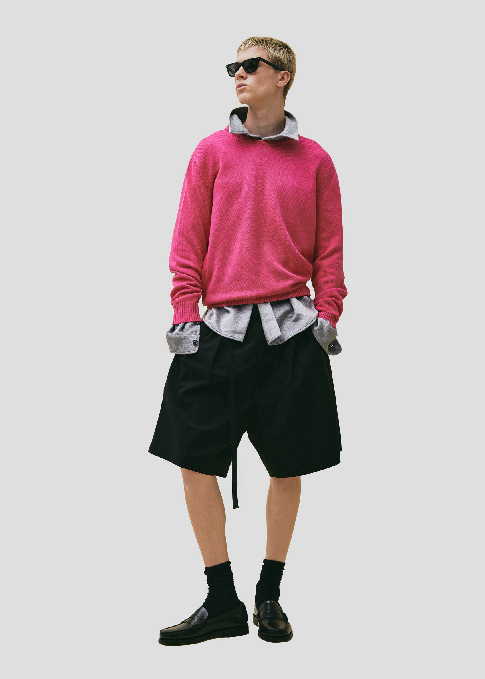 SEVEN GAUGE PULLOVER GIROCOLLO IN COTONE FUCSIA