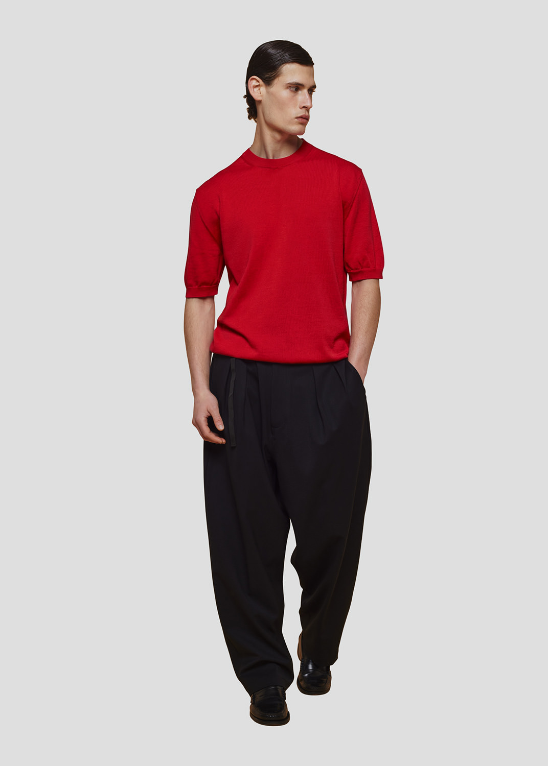 SEVEN GAUGE PULLOVER GIROCOLLO IN COTONE LEGGERO M/C ROSSO