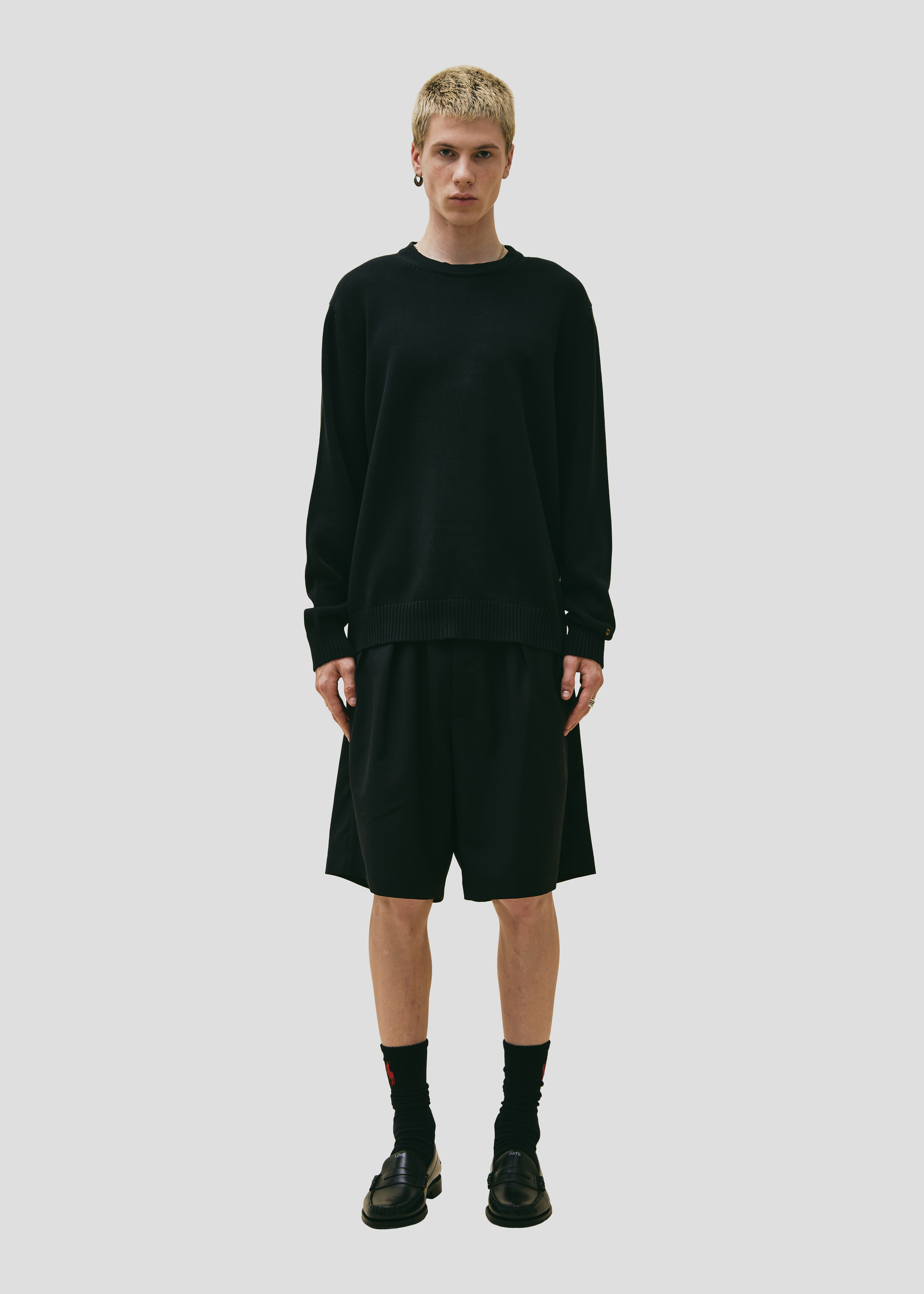 【レンガ（75）】COTTON LOW GAUGE CREWNECK KNIT Seven Gauge COTTON CREW NECK SWEATER BLACK | Seven Gauge