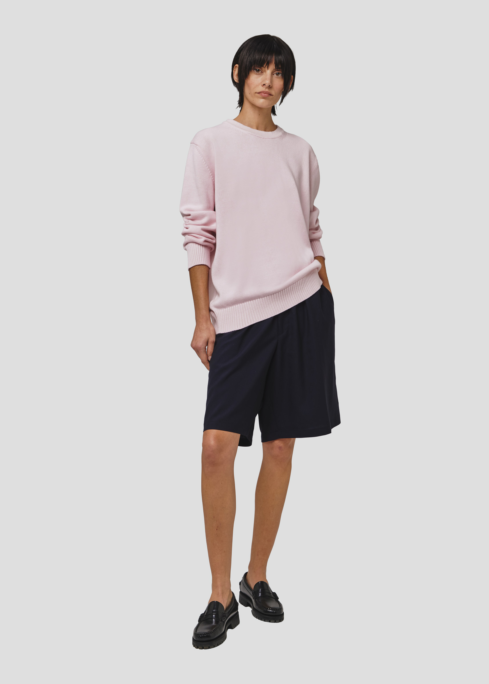 SEVEN GAUGE PULLOVER GIROCOLLO IN COTONE ROSA