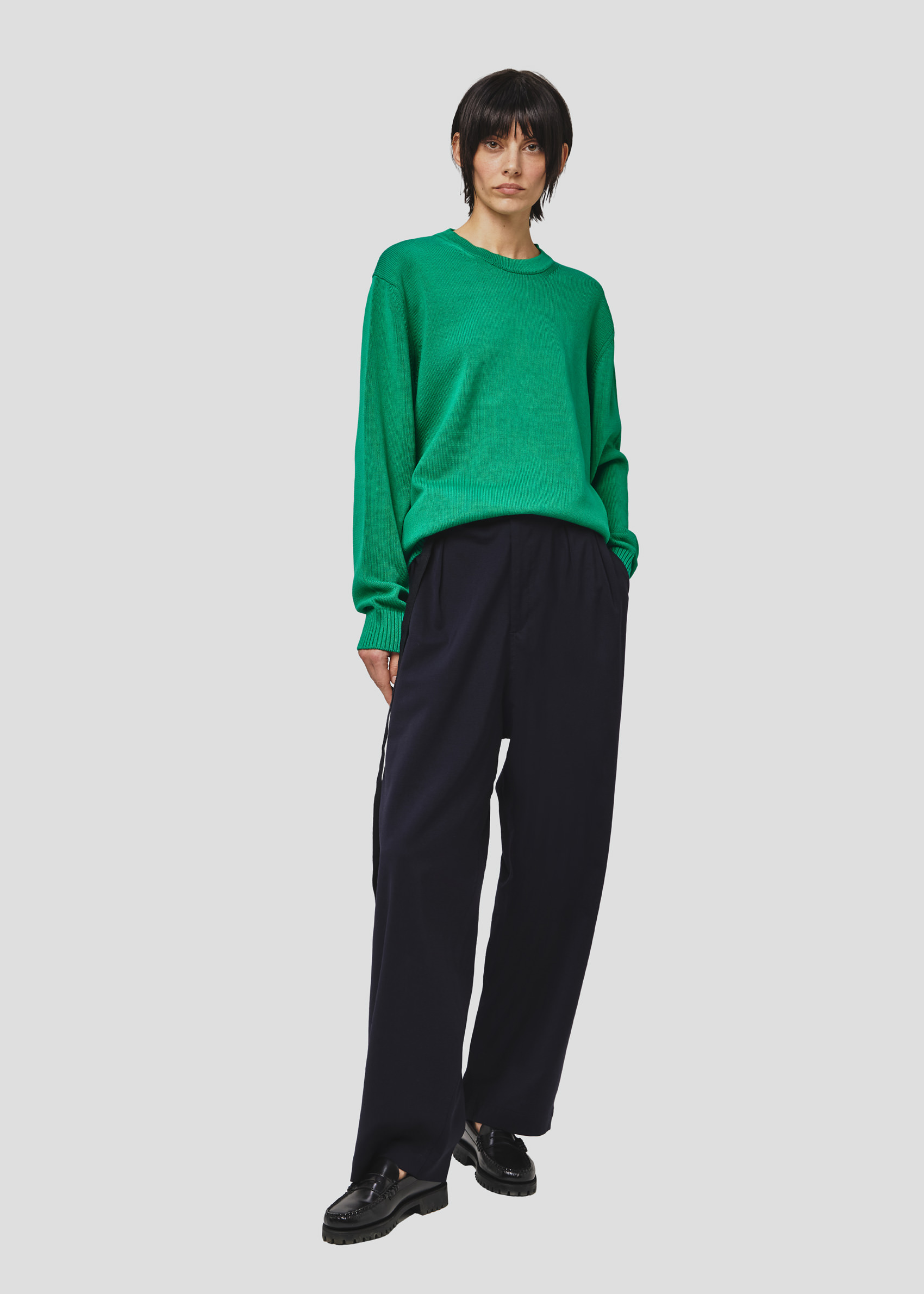 SEVEN GAUGE: PULLOVER GIROCOLLO IN COTONE VERDE