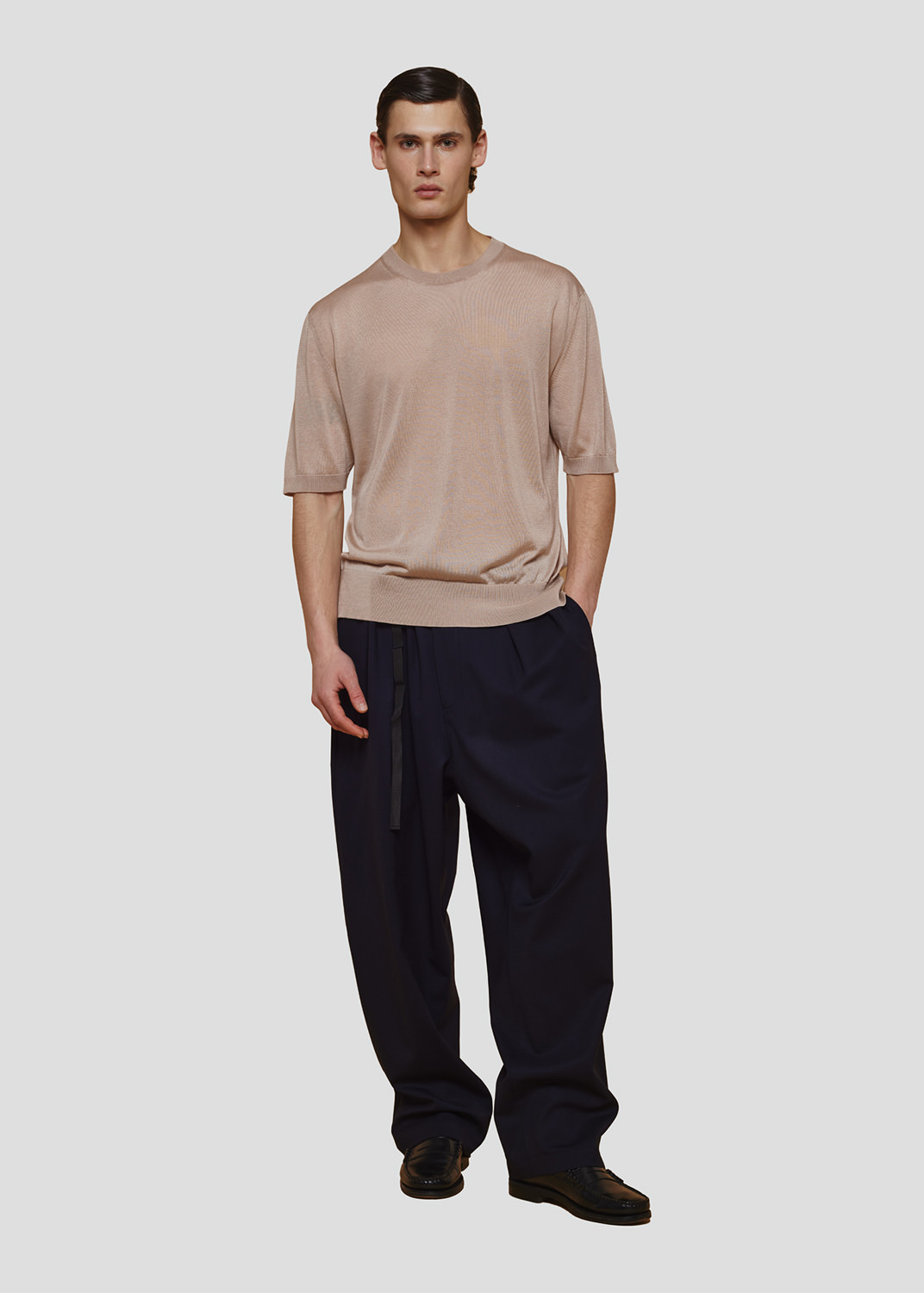 SEVEN GAUGE: PULLOVER LYOCELL GIROCOLLO M/C BEIGE