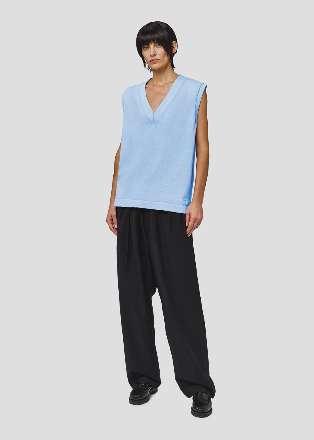 SEVEN GAUGE: GILET IN COTONE AZZURRO