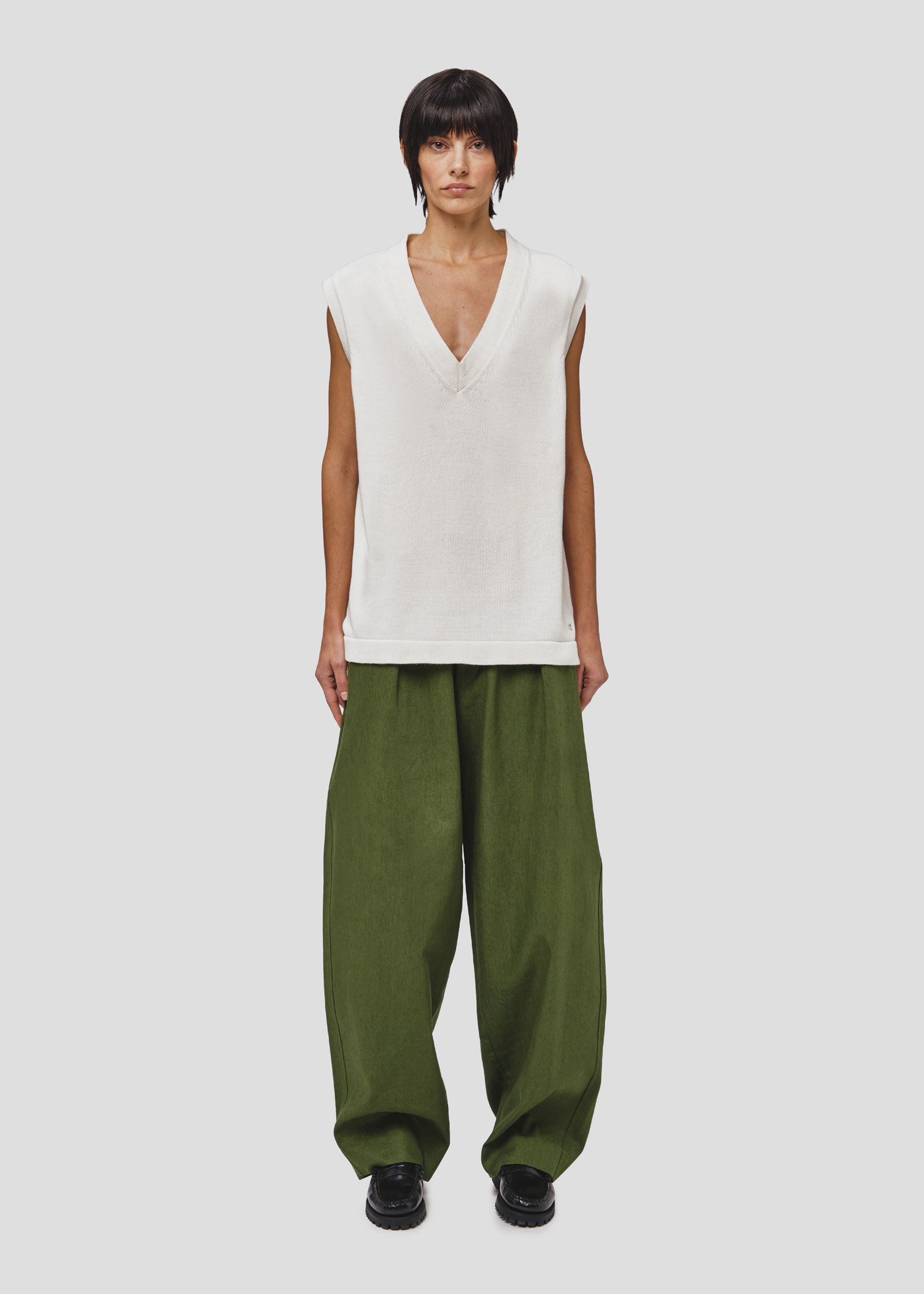 SEVEN GAUGE: GILET IN COTONE PANNA