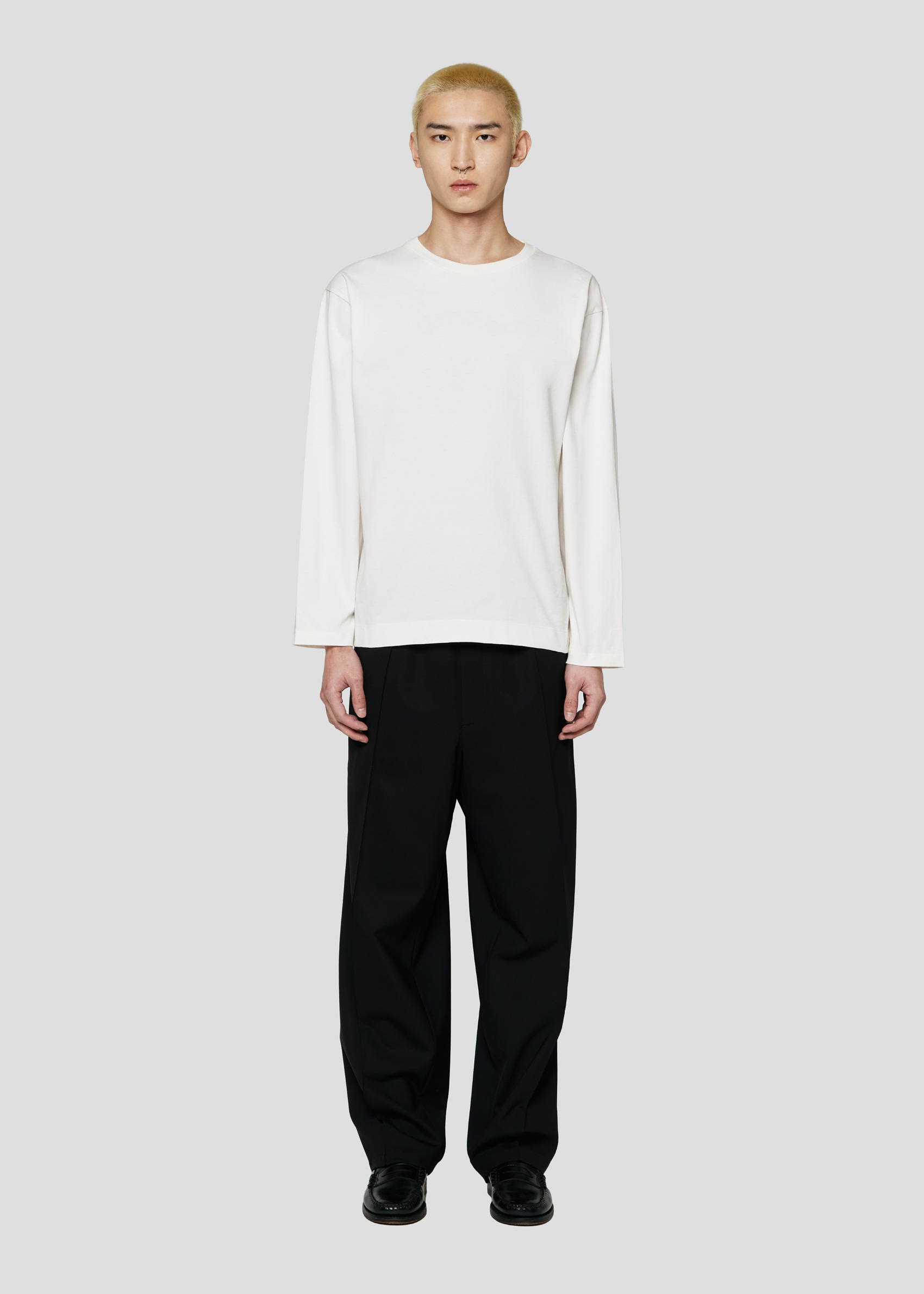 SEVEN GAUGE: T-SHIRT CREWNECK LONG SLEEVE HEAVY JERSEY WHITE