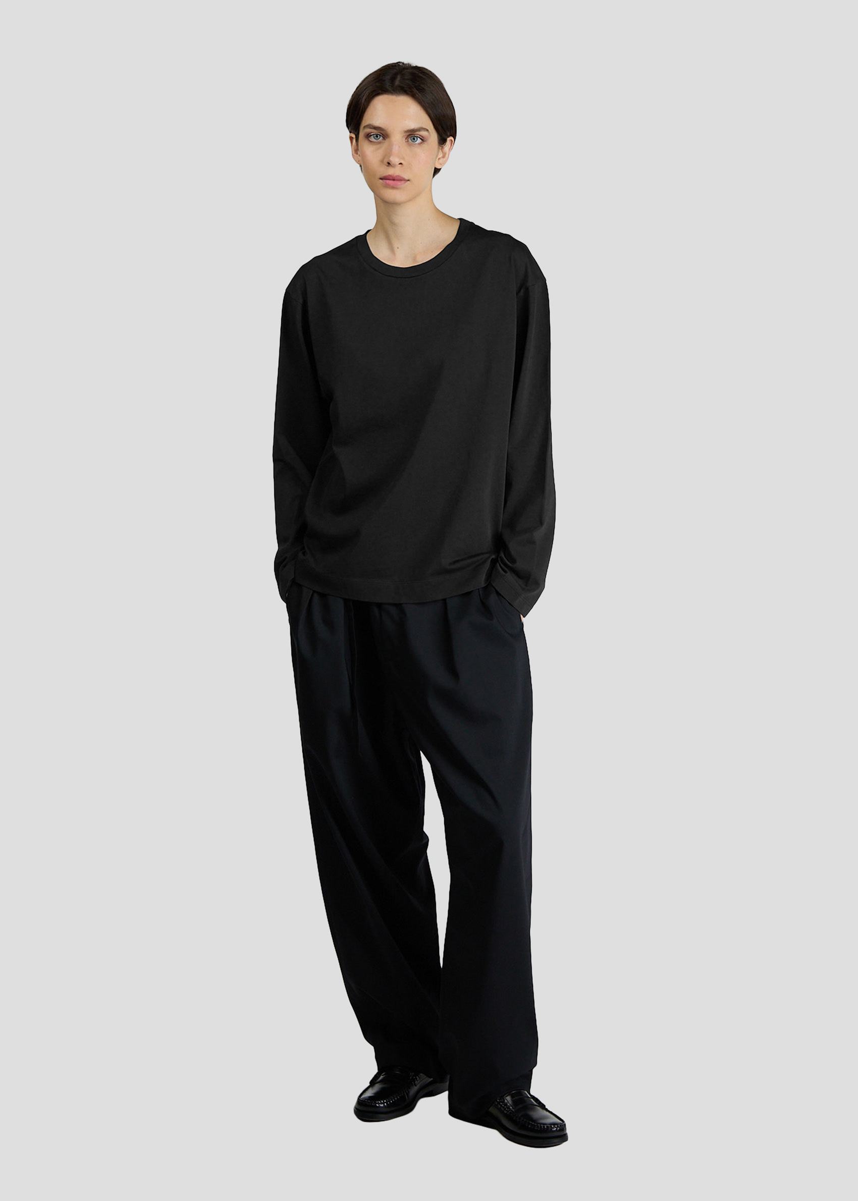 SEVEN GAUGE: T-SHIRT CREWNECK LONG SLEEVE HEAVY JERSEY BLACK