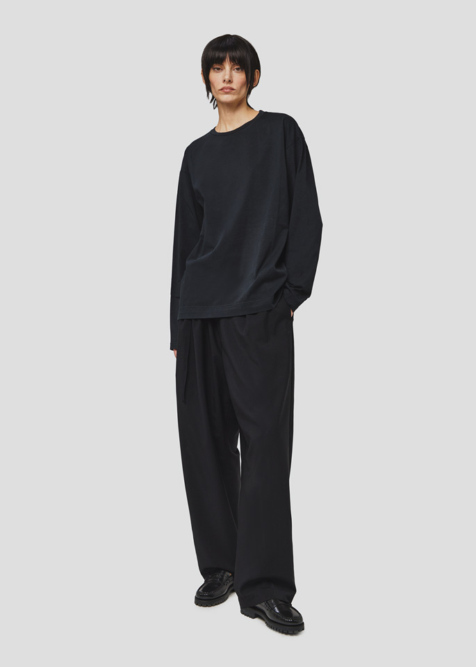 SEVEN GAUGE: T-SHIRT GIROCOLLO MANICA LUNGA NERO