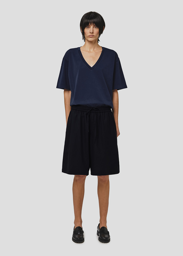 SEVEN GAUGE: BERMUDA CON ELASTICO IN FRESCO LANA NERO