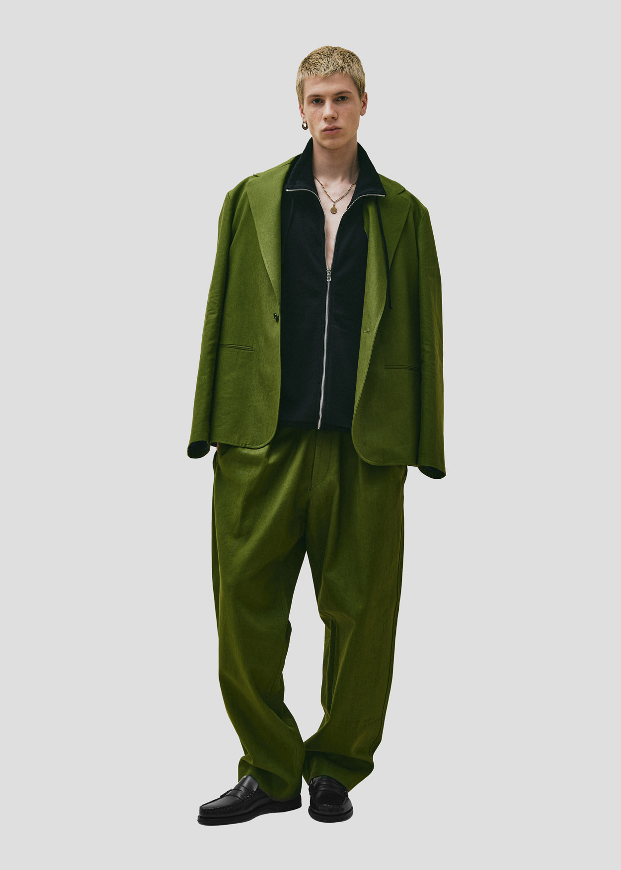 SEVEN GAUGE: BLAZER COTONE LINO VERDE