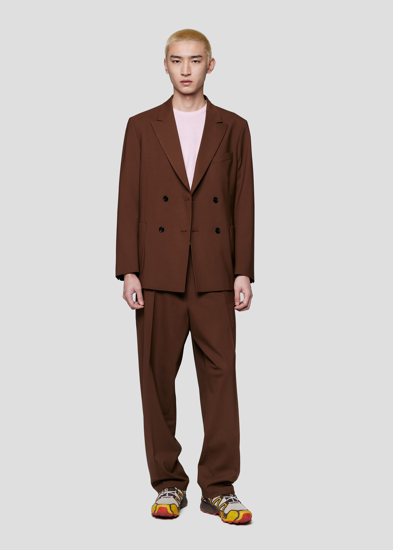 SEVEN GAUGE: BLAZER DOUBLE BREAST TROPICAL WOOL BROWN
