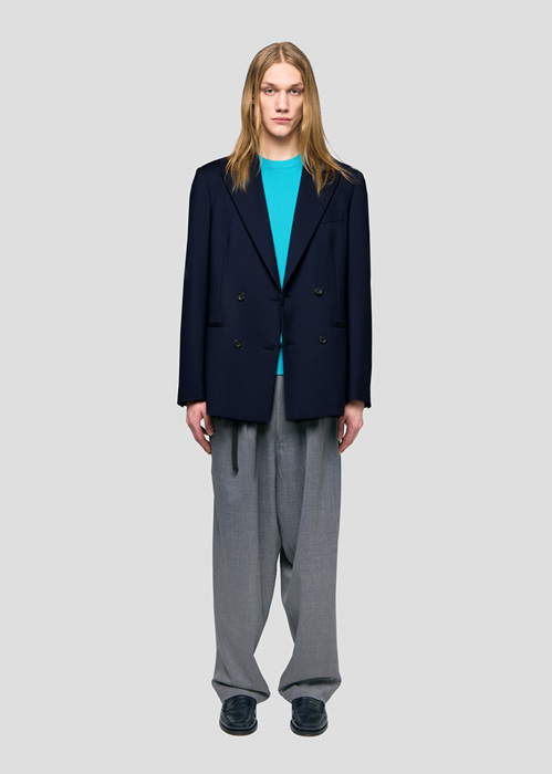 SEVEN GAUGE: BLAZER DOPPIOPETTO IN LANA BLU