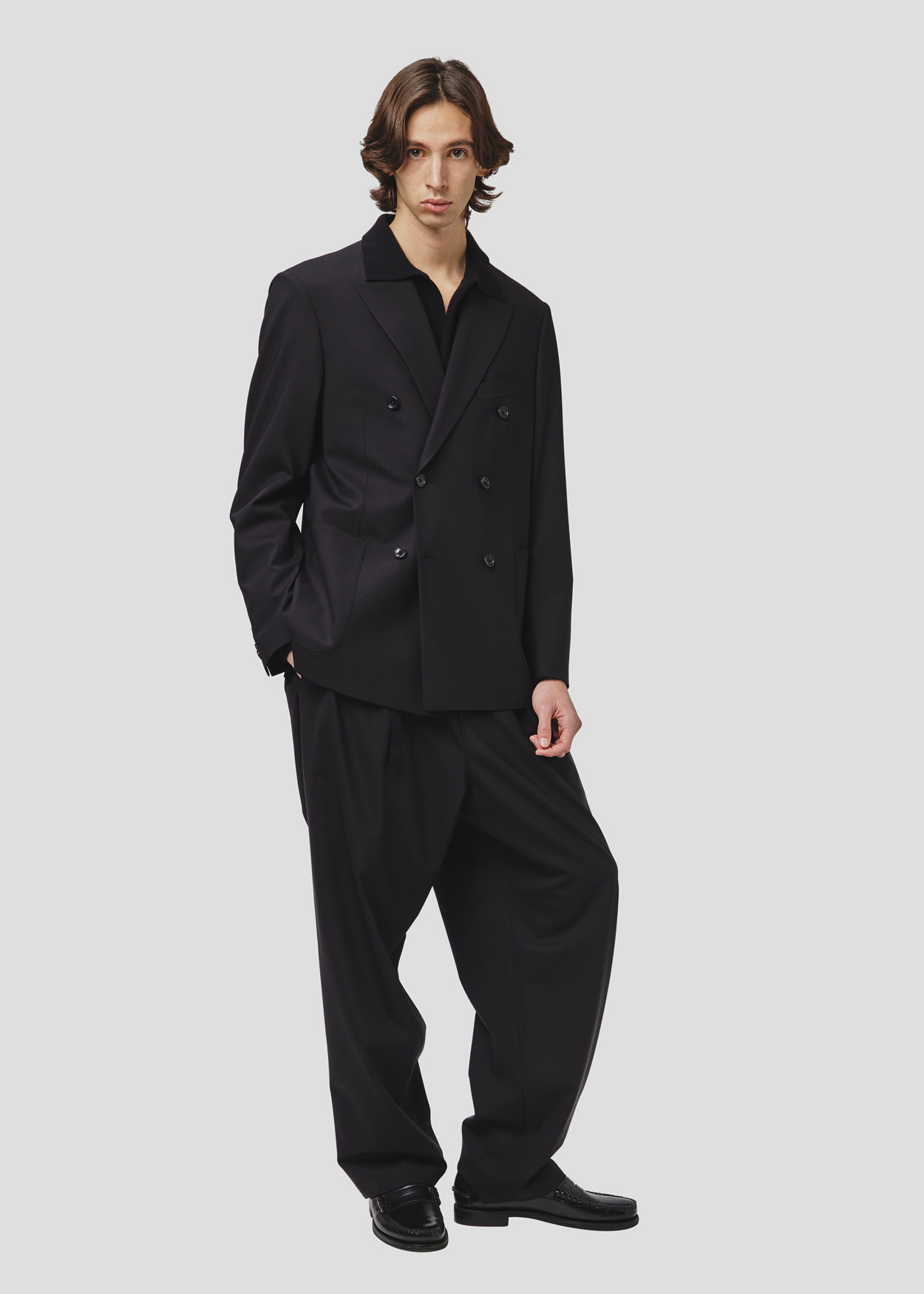 SEVEN GAUGE: BLAZER DOPPIOPETTO FRESCO LANA NERO