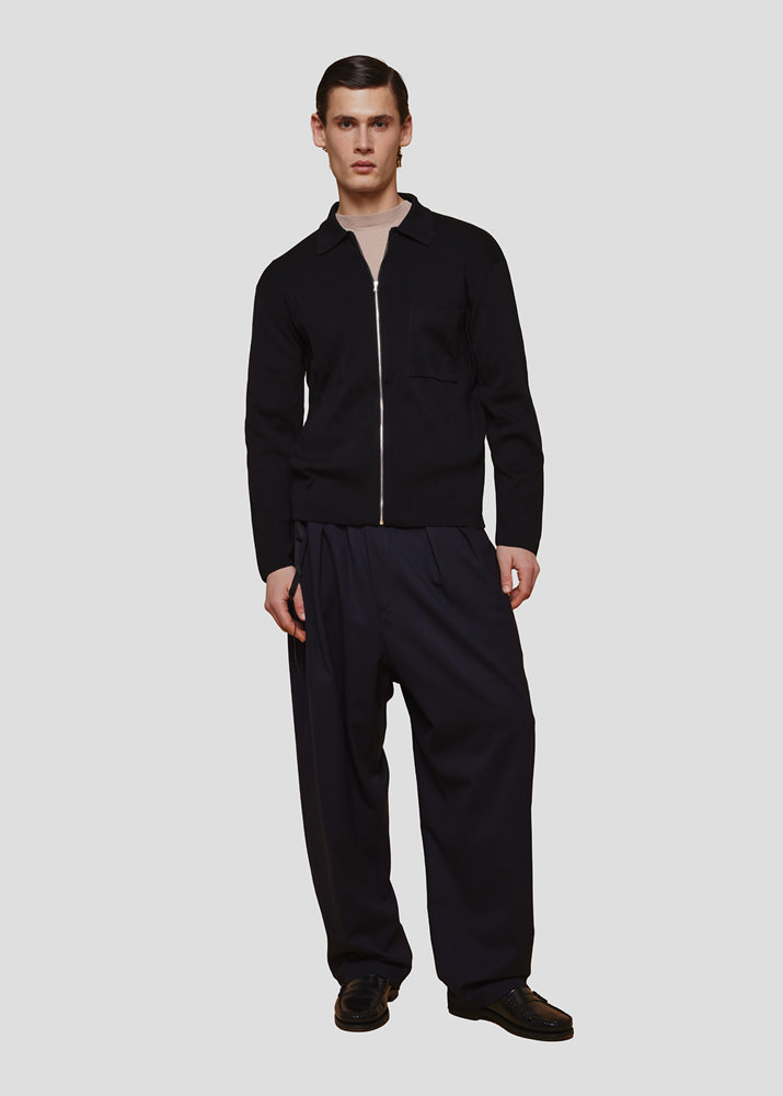 SEVEN GAUGE: CAMICIA CON ZIP IN COTONE LEGGERO NERO