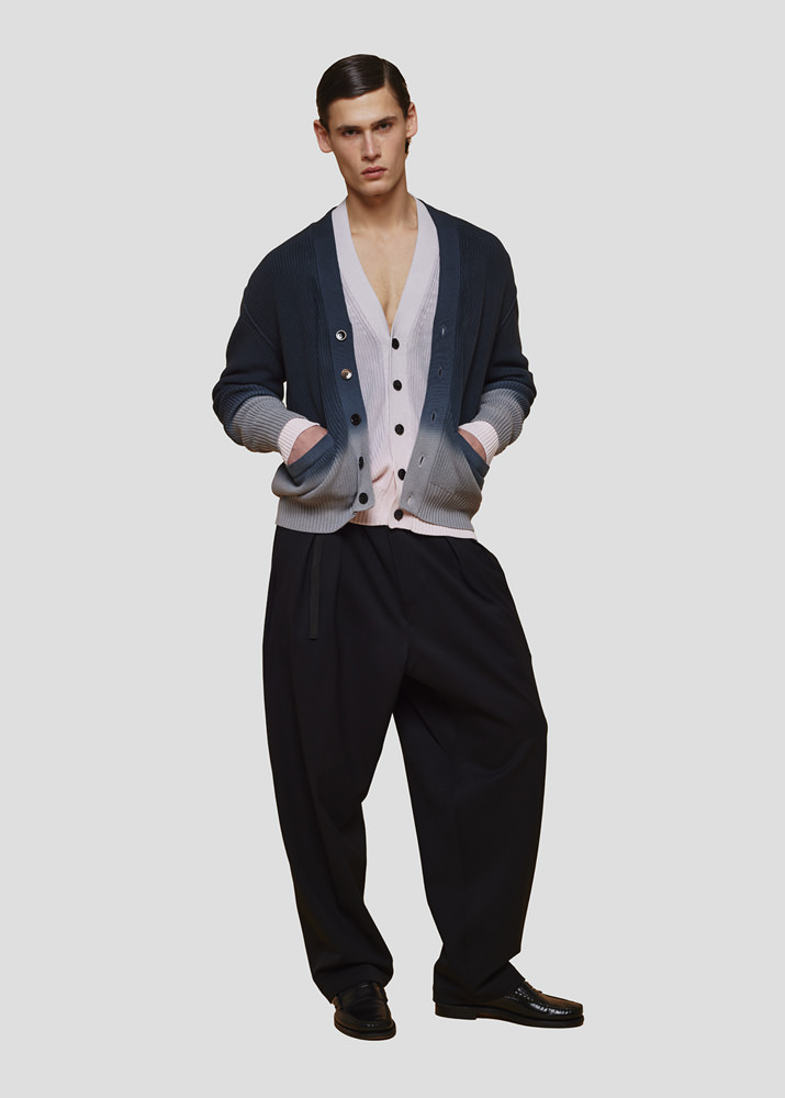 SEVEN GAUGE: CARDIGAN TIE DYE COSTA INGLESE GRIGIO/NERO